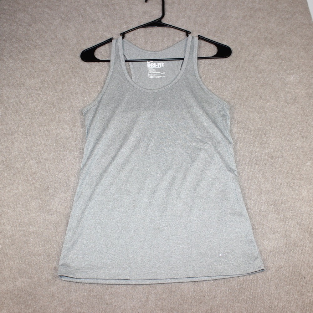 Nike Dri-FIT Womens Racerback Tank Top Gray Heathered Athletic Workout Shirt S